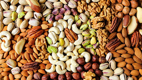 berwarna-warni, makanan, kacang-kacangan, kenari, pistachio, hazelnut, Wallpaper HD HD wallpaper