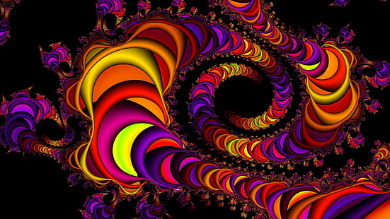 fractal art, digital art, art, psychedelic art, colorful, graphic design, spiral, graphics, colors, artwork, 3d, illustration, pattern, fractals, HD wallpaper HD wallpaper