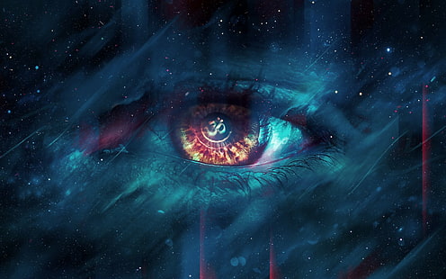 снимка отблизо на окото на човека, психеделик, пространство, очи, Headhunterz, HD тапет HD wallpaper