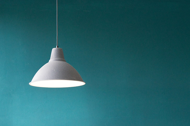 lampada a sospensione bianca, minimalismo, lampada, sfondo semplice, silhouette, luce bianca, Sfondo HD