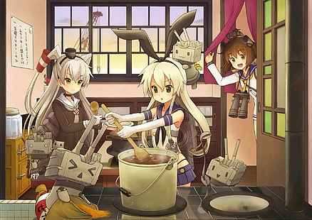 Anime, Sammlung Kantai, Amatsukaze (Kancolle), Rensouhou-chan, Rensouhou-kun, Shimakaze (Kancolle), Yukikaze (Kancolle), HD-Hintergrundbild HD wallpaper
