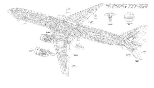 777, самолеты, авиалайнер, самолет, план, Боинг, рисунок, реактивный самолет, самолет, HD обои HD wallpaper