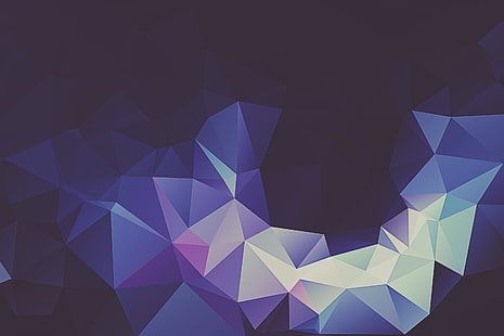 фиолетовый и белый абстрактный рисунок, геометрия, синий, простой, низкополигональная, HD обои HD wallpaper