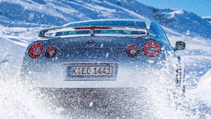 Nissan, Nissan GT-R, musim dingin, mobil, Wallpaper HD