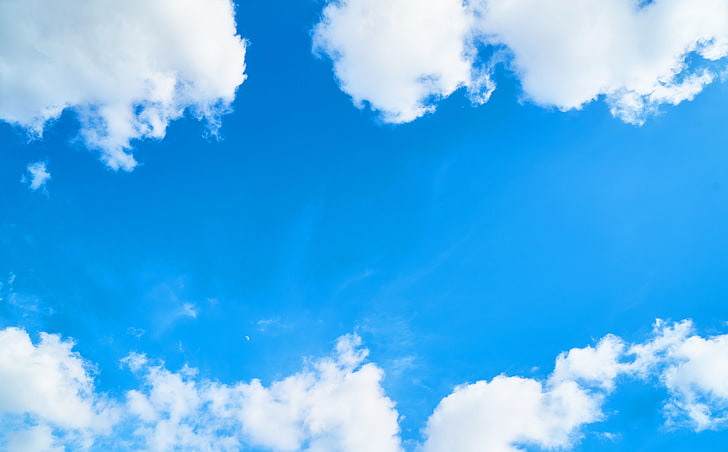 Spring Sky, Nature, Sun and Sky, Blue, Spring, White, Clouds, Weather, bluesky, HD wallpaper