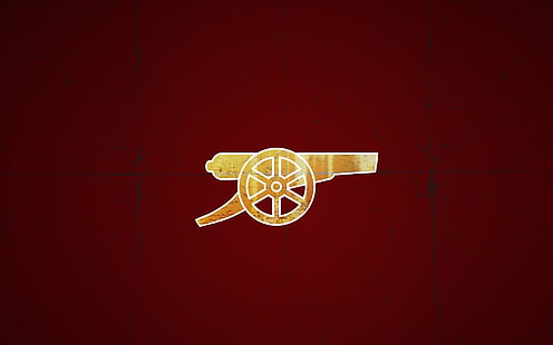 illustrazione di cannone marrone, sfondo, logo, emblema, pistola, arsenale, Football Club, The Gunners, Sfondo HD HD wallpaper