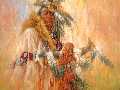 american, art, artwork, indian, native, painting, people, warrior, western, HD wallpaper HD wallpaper