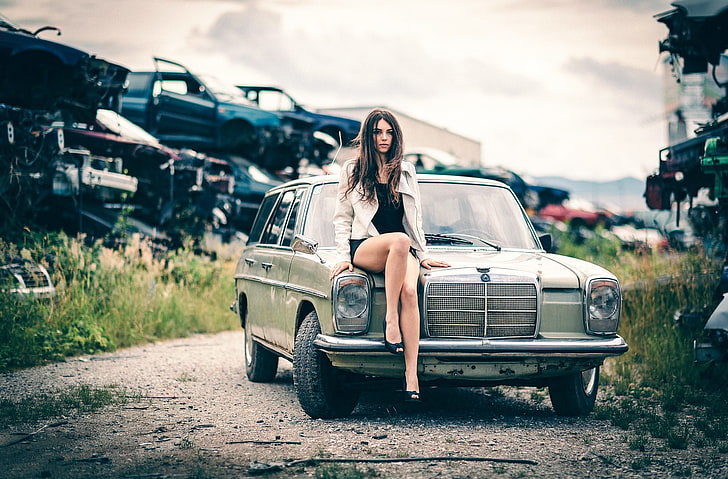 Mercedes-Benz, wanita, wanita dengan mobil, Wallpaper HD
