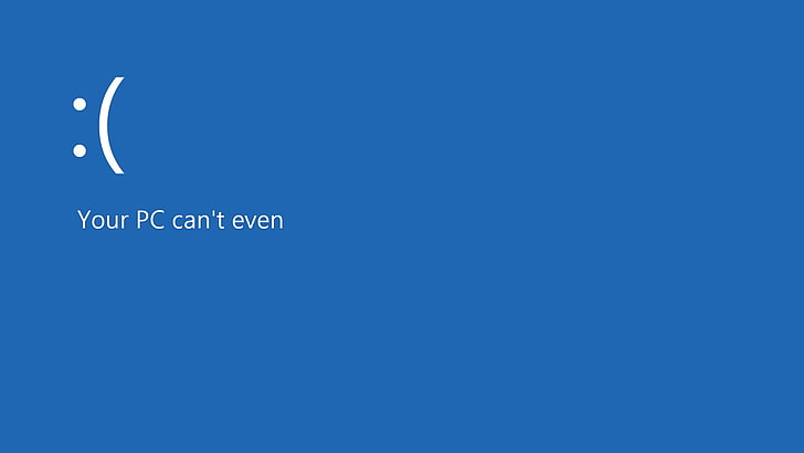 your pc can't even text, Blue Screen of Death, Windows 8, operating system, frown, humor, emoticons, HD wallpaper