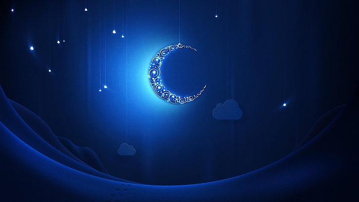 luna, arte, ramadan, musulmán, luna, cielo, gráficos, espacio, Fondo de pantalla HD