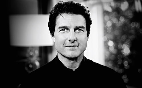 grayscale of man, tom cruise, american actor, director, producer, screenwriter, black and white, HD wallpaper HD wallpaper