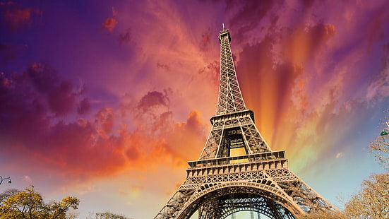 Айфелова кула, Париж, Франция, небе, Европа, кула, невероятно, зашеметяващо, HD тапет HD wallpaper
