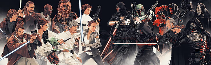 Star Wars Heroes, Star Wars Villains, Star Wars, karya seni, fiksi ilmiah, Wallpaper HD
