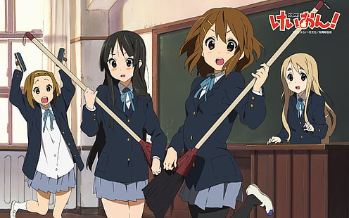 K-ON !, garotas de anime, Kotobuki Tsumugi, Hirasawa Yui, Akiyama Mio, Tainaka Ritsu, HD papel de parede HD wallpaper