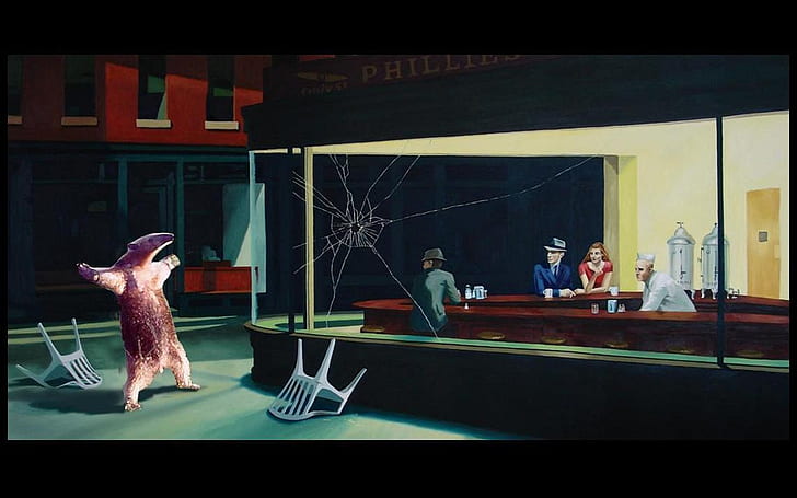 dress suit funny cups parody anteater edward hopper chairs nighthawks at the diner come at me bro wi Entertainment Funny HD Art , Dress, suit, HD wallpaper