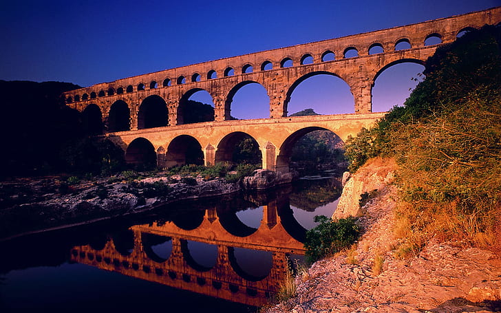 Pont du Gard Languedoc-Roussillon във Франция, Франция, HD тапет