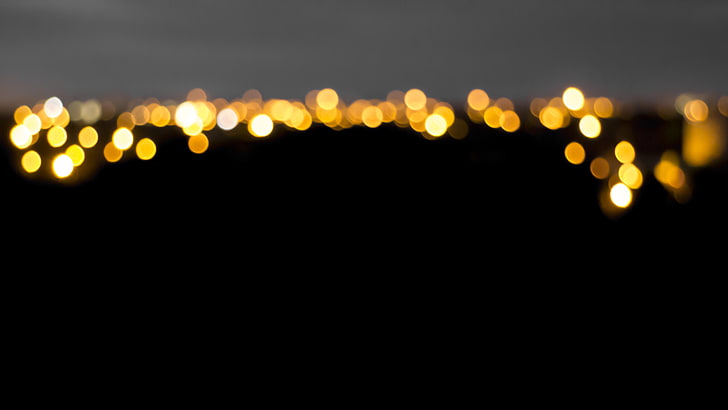 фотография на боке на жълти светлини, боке, светлини, здрач, градски светлини, HD тапет