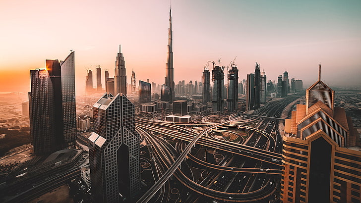 Burj Khalifa, fotografia di edifici di città durante il giorno, Dubai, fotografia, costruzione, paesaggio urbano, Burj Khalifa, nebbia, città, grattacielo, Sfondo HD