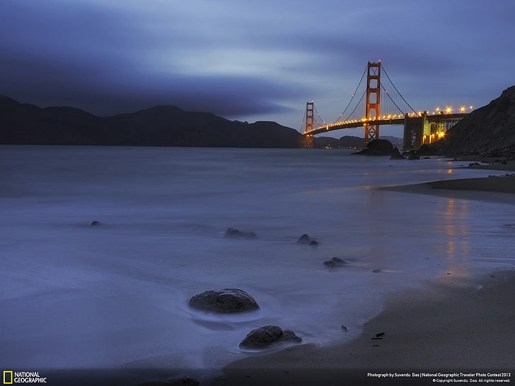 Golden Blue Hues-National Geographic Wallpaper, Golden Gate Bridge, San Francisco, HD wallpaper