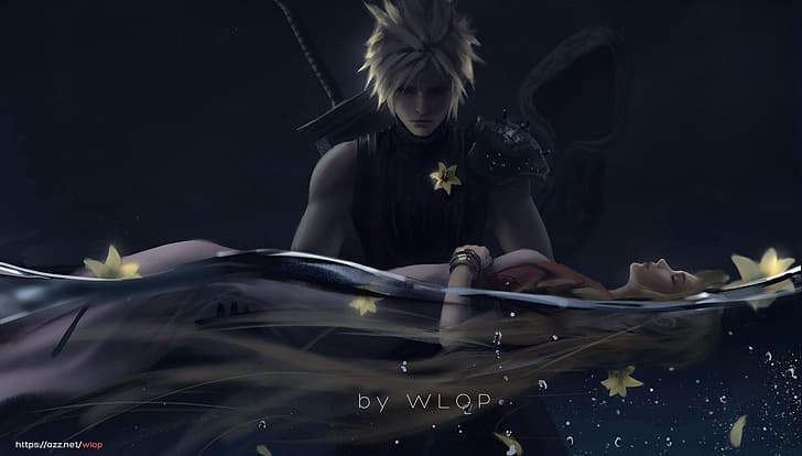 WLOP, Final Fantasy 7: дети пришествия, вода, HD обои