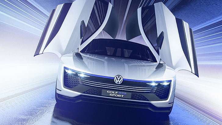 серый Volkswagen Golf GT sport, Фольксваген Гольф GTE Sport, гибрид, Best car 2015, электрический, хэтчбек, HD обои