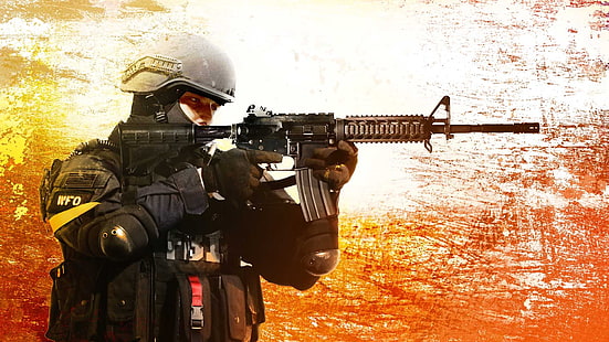 svart m4a1 gevär, Counter-Strike: Global Offensive, M4A4, videospel, HD tapet HD wallpaper
