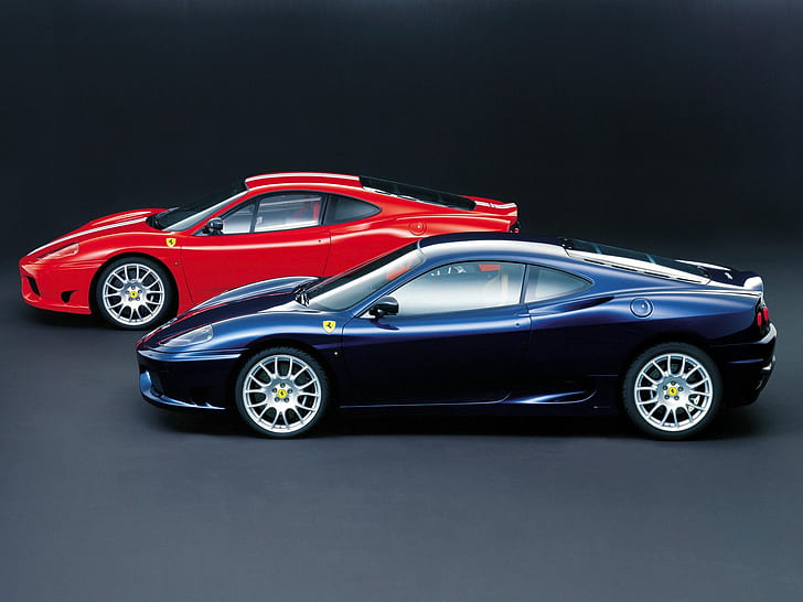 Ferrari 360 Modena Merah dan Biru, ferrari, modena, mobil, Wallpaper HD