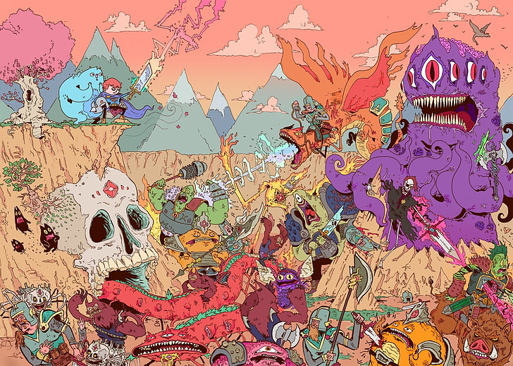 ilustrasi bertema setan, LSD, shrooms, Wallpaper HD
