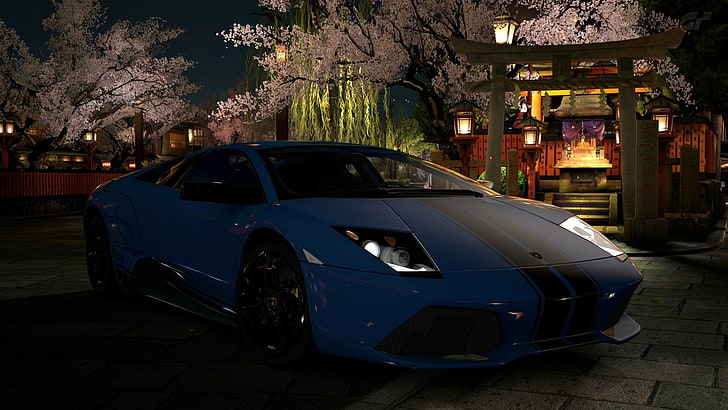 blaues Auto, Lamborghini Murcielago, HD-Hintergrundbild