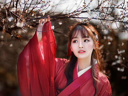 ханфу, азиатски, жени, китайска рокля, HD тапет HD wallpaper