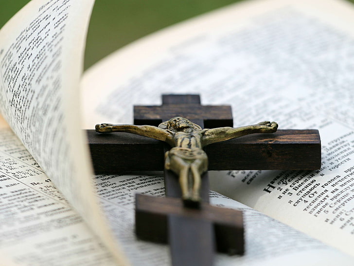 bible, book, christianity, cross, crucifix, jesus, pages, sacred, testament, HD wallpaper