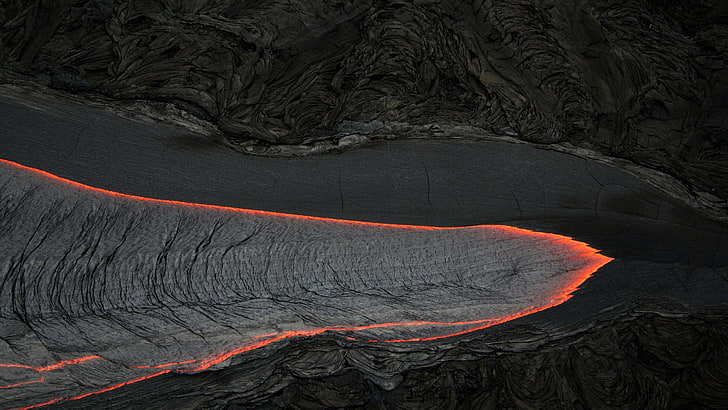 lava hitam dan merah, fotografi, lanskap, lava, gunung berapi, alam, Wallpaper HD