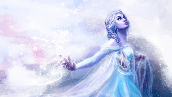 Обои Disney Frozen Elsa, Принцесса Эльза, произведение искусства, Frozen (фильм), анимационные фильмы, фильмы, HD обои