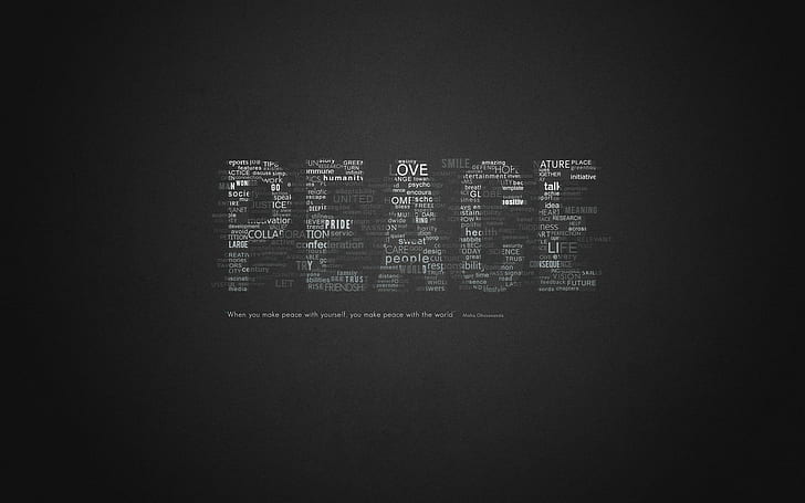 Frieden, Zitat, Typografie, Monochrom, Minimalismus, HD-Hintergrundbild