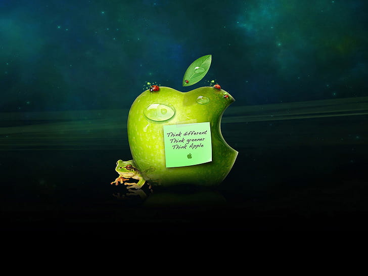 Green Apple Think Different, green, apple, think, different, merek dan logo, Wallpaper HD