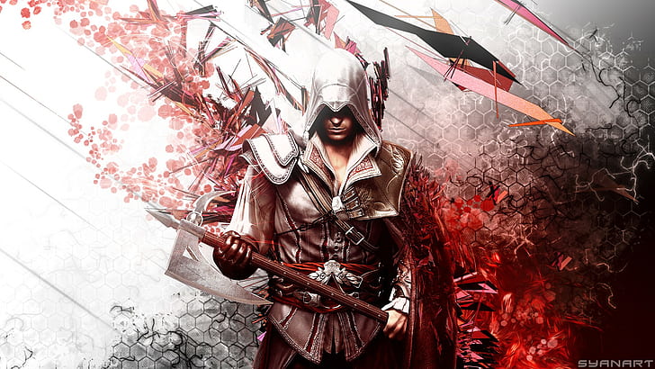 Ezio Auditore da Firenze  Assassins Creed  Assassins Creed 2  edit  artwork  digital art  video games, HD wallpaper