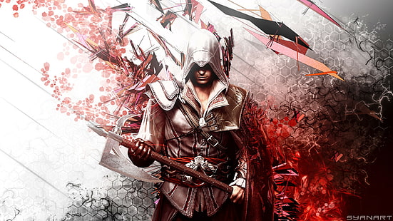 Ezio Auditore da Firenze Assassins Creed 어 ass 신 크리드 2 편집 작품 디지털 아트 비디오 게임, HD 배경 화면 HD wallpaper