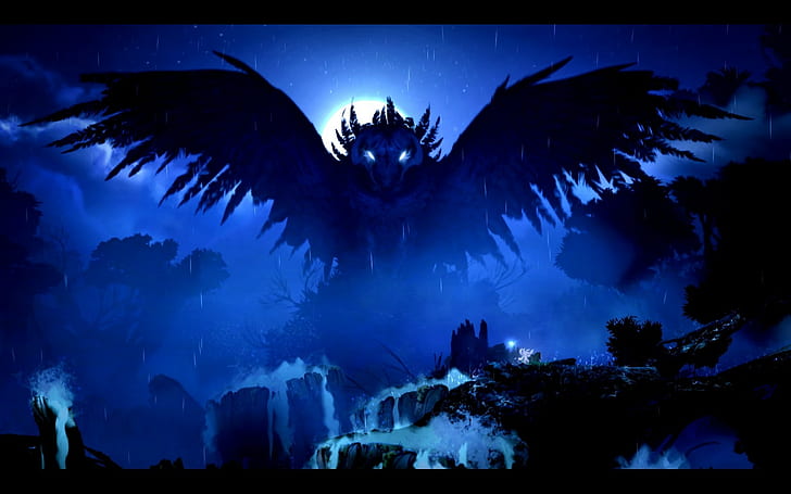 video games ori and the blind forest owl forest, HD wallpaper