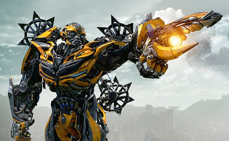 Transformers 4 Bumblebee, Transformers Bumblebee digital wallpaper, Movies, Transformers, Movie, robots, Action, Film, science fiction, Bumblebee, 2014, age of extinction, HD wallpaper