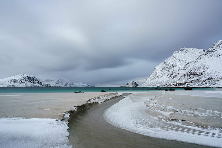 ทรายสีขาวและเทามีแหล่งน้ำ, แม่น้ำน้ำแข็ง, ขาว, เทา, เนื้อน้ำ, หมู่เกาะโลโฟเทน, ภูเขา, หิน, หิมะทราย, Sony A7rii, พระอาทิตย์ขึ้น, Haukland, แช่แข็ง, หิมะ, ธรรมชาติ, น้ำแข็ง, ฤดูหนาว, ภูเขา, ภูมิทัศน์, เข้ามาเยี่ยม, หนาว - อุณหภูมิ, กลางแจ้ง, อาร์กติก, วอลล์เปเปอร์ HD