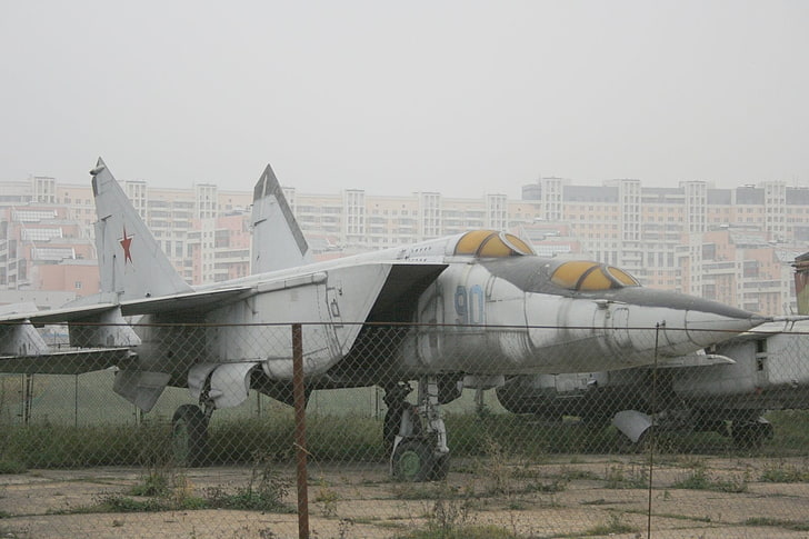 белый реактивный самолет, миг-25, реактивный истребитель, СССР, Микоян МиГ-25, военный самолет, самолеты, HD обои