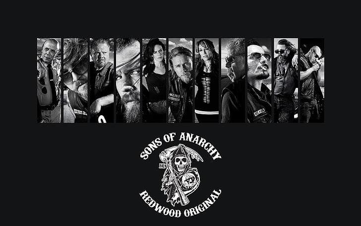 Son of Anarchy Redwood Original grayscale photo, motorcycle, the series, biker, sons of anarchy, SoA, HD wallpaper