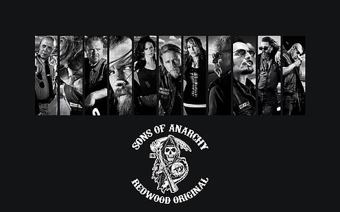 Son of Anarchy Redwood Original grayscale photo, motorcycle, the series, biker, sons of anarchy, SoA, HD wallpaper HD wallpaper