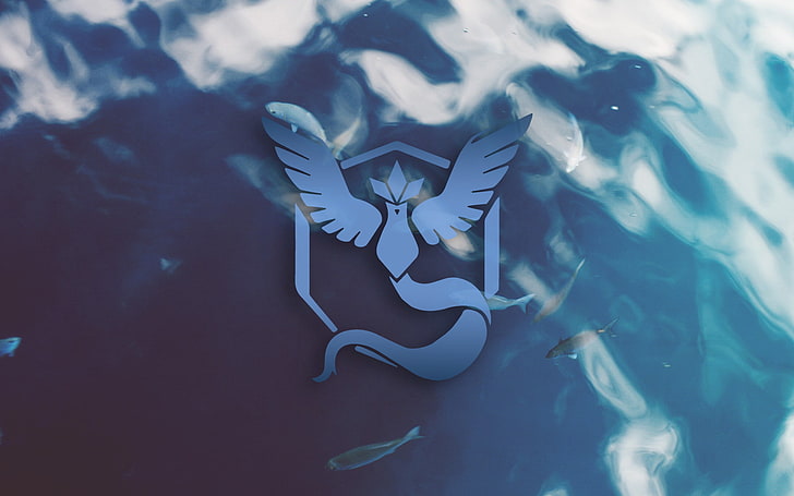 blue, Team Mystic, fish, peace, water, HD wallpaper