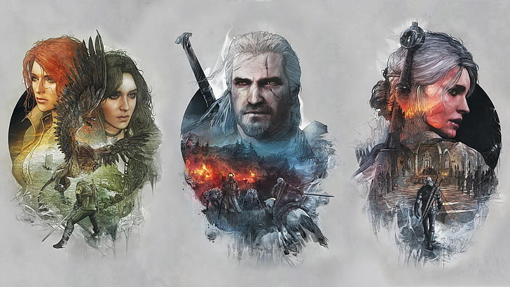 خلفية The Witcher الرقمية ، The Witcher ، Geralt of Rivia ، The Witcher 3: Wild Hunt، خلفية HD
