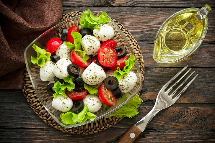 Food, Salad, Mozzarella, Tomato, HD wallpaper