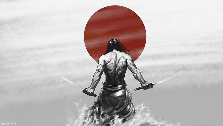 Rising Sun Swords Samurai Asian HD、digital / artwork、sun、asian、samurai、rising、swords、 HDデスクトップの壁紙