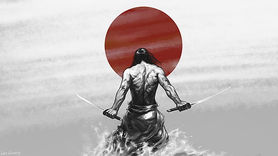 Rising Sun Swords Samurai Asian HD, cyfrowe / grafika, słońce, azjatyckie, samurajskie, wschodzące, miecze, Tapety HD HD wallpaper