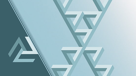 геометрия, треугольник Пенроуза, абстракция, минимализм, HD обои HD wallpaper