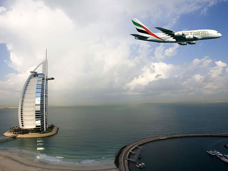 Emirates Dubai Burj Al Arab HD, world, travel, travel and world, dubai, burj, al, arab, emirates, Fond d'écran HD